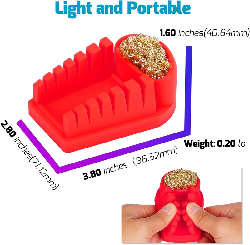 WeP S200 Red Soldering Wire Holder, Heat Resistant Silicone Stand with Brass Wool Tip Cleaner and 6 V-shaped grooves, Helping Hands for Soldering - Image 5